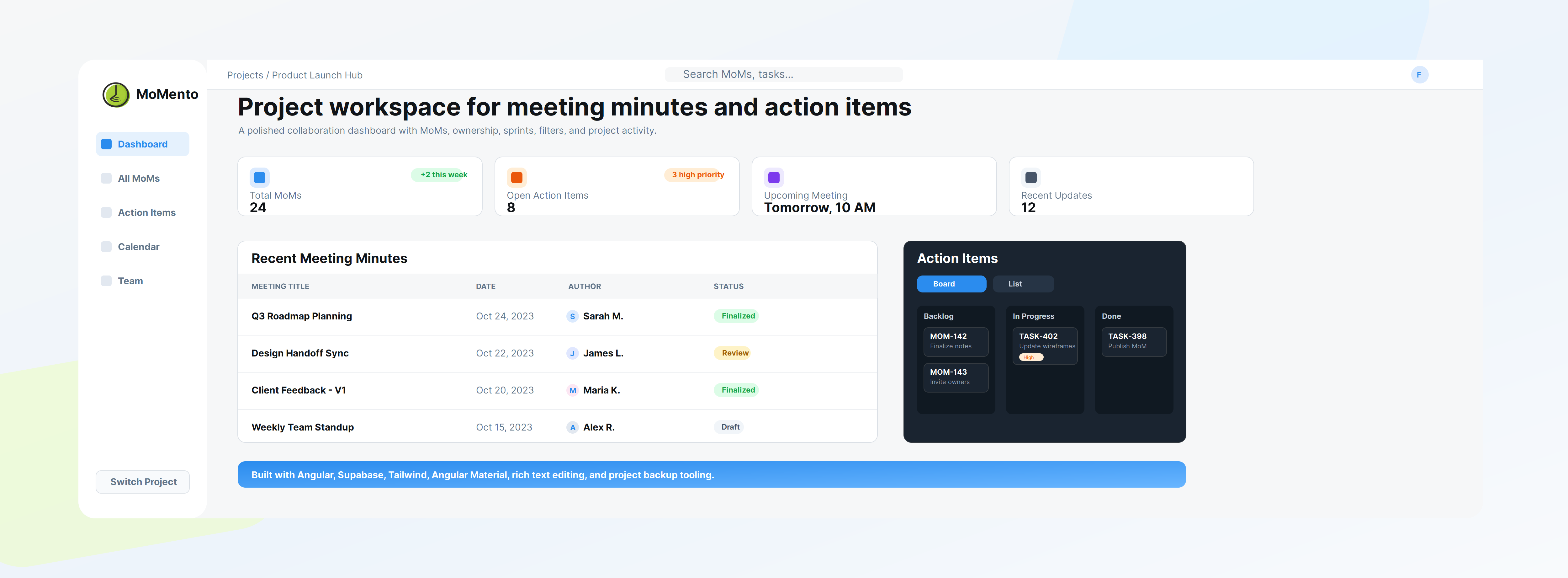 MoMento Project Cover